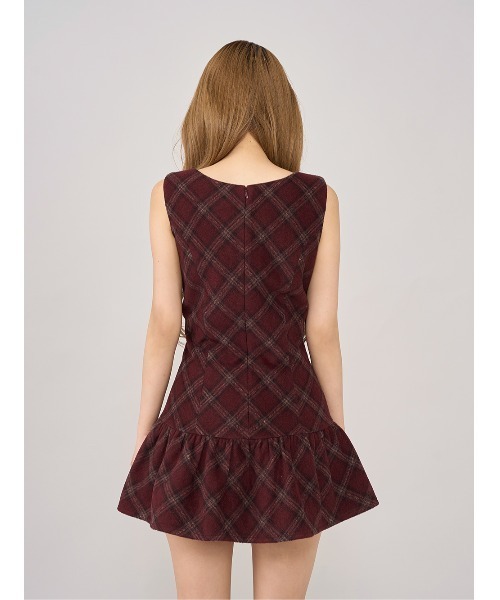 セール】タータンチェックノースリミニワンピース（ワンピース