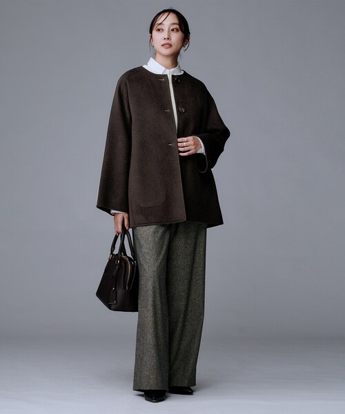 セール】【ミディ丈/軽やか】セミラグランリバー コート（ノーカラー