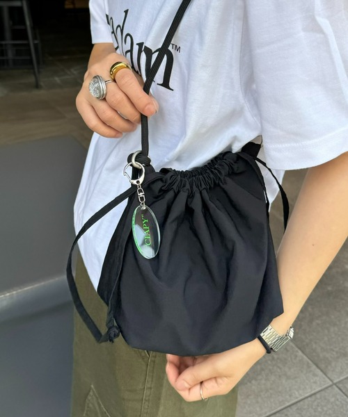 UNISEX】ナイロン2WAY巾着バッグ/キーホルダー付き（ショルダーバッグ