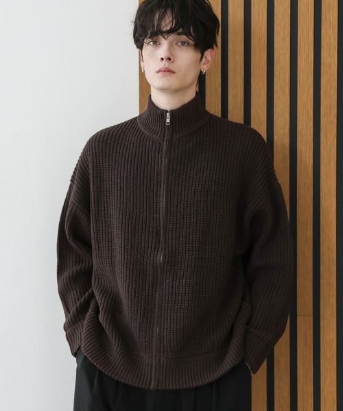 セール】ビッグシルエット畦編みショート丈ドライバーズニット（ニット