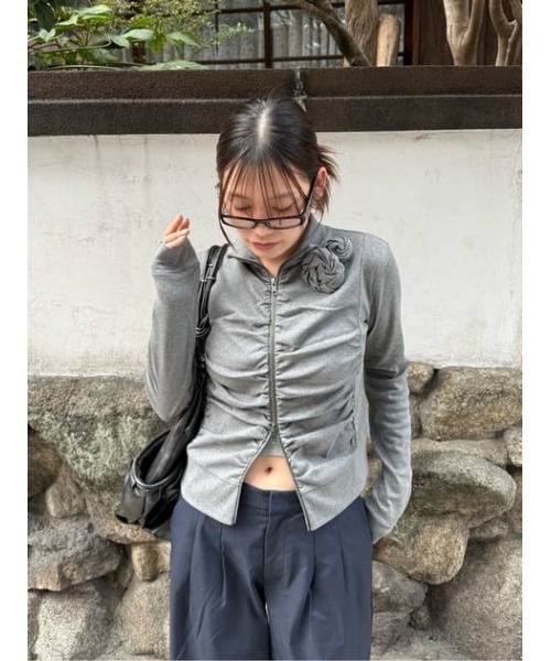 FRONT ZIP GATHER トップス（Tシャツ/カットソー）｜LAGUA GEM