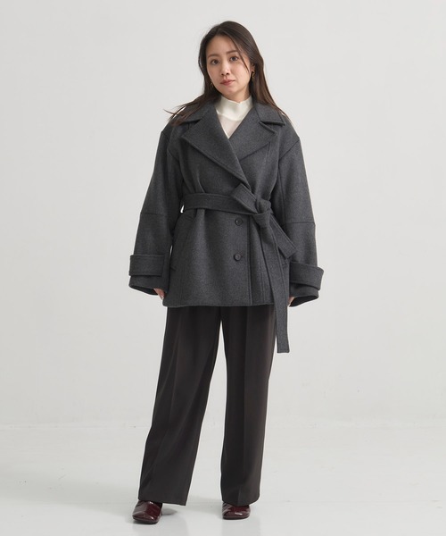 再入荷なし！】SUPER140ラペルショートコート｜ウール/保温/冬服