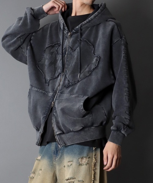 セール】Grunge Style Sweat Hoodie/グランジ ヴィンテージライク