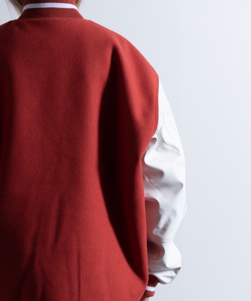 NYLAUS（ナイラス）の「フェイクウール 袖フェイクレザー切り替え 裏