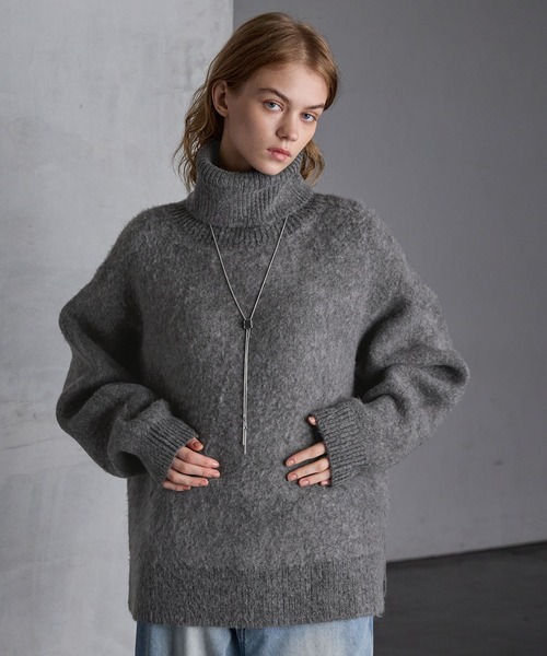 SERACE】Loose melange turtle neck knit / ルーズメランジ