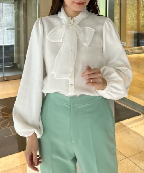 CELFORD（セルフォード）の「ニットコンビオーガンジーフレアブラウス