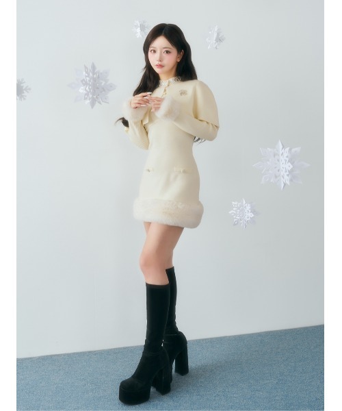 ビジューケープニットミニワンピース（ワンピース）｜Darich