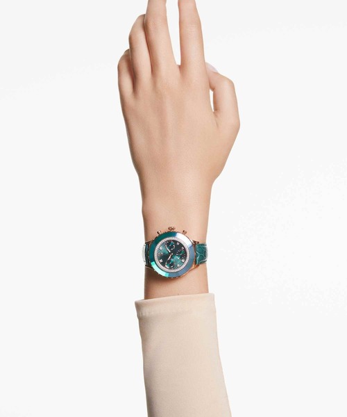 公式】【スワロフスキー】Octea chrono ウォッチ, スイス製, レザー