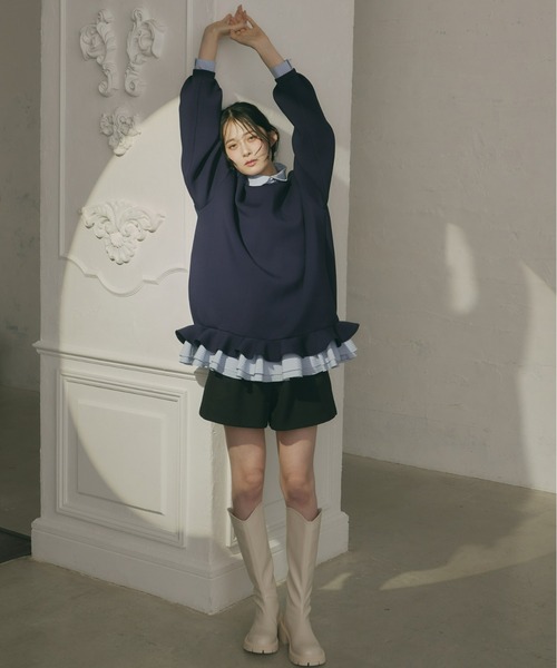 Olu.（オルドット）の「フリルレイヤードダンボールスウェット