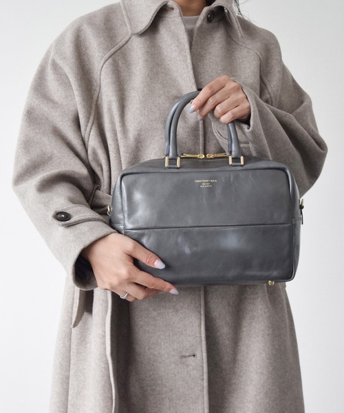CHRISTIAN VILLA】ボックスシルエットレザーハンドバッグ(Q46348