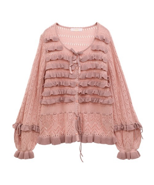 PINK HOUSE（ピンクハウス）の「フリル使いカーディガン（カーディガン