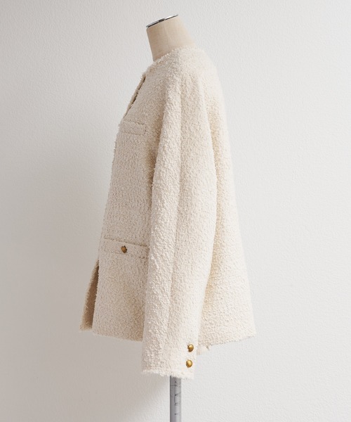 セール】アソート ツイードノーカラージャケット（ノーカラー
