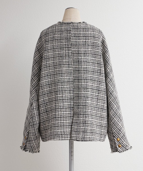 セール】アソート ツイードノーカラージャケット（ノーカラー