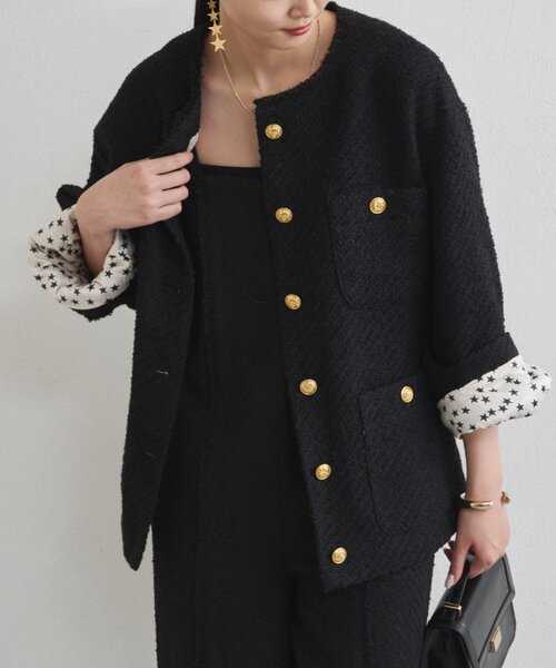 セール】ツイードジャケット（ノーカラージャケット）｜LOUNGEDRESS
