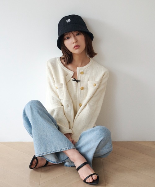 SNIDEL（スナイデル）の「ツイードニットジャケット（ノーカラー