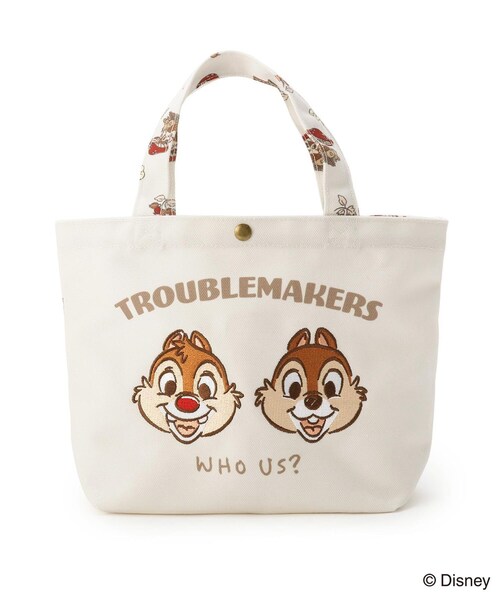 ワンズテラス限定】ディズニー 「チップ＆デール」 刺繍マチ付バッグ