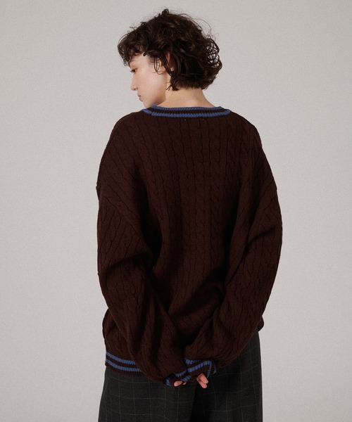 ONE POINT LOGO CABLE KNIT / ワンポイントロゴケーブルニット（ニット