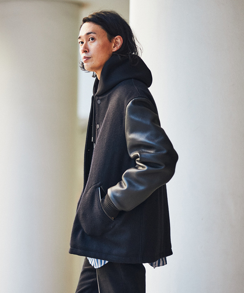 BROOKS BROTHERS スタジャン M ネイビー/ブラウン