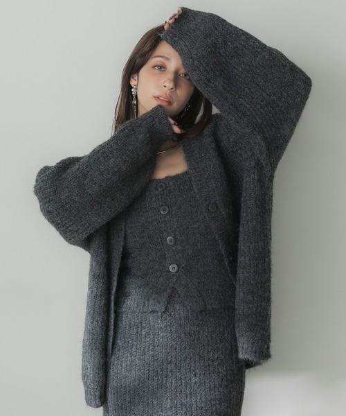ヘアリーニットカーディガン（カーディガン/ボレロ）｜Elishe