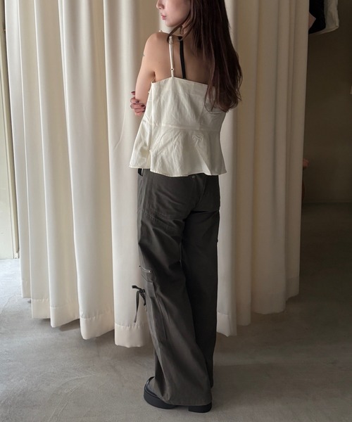 ボートネック フロントリボン キャミソールトップス FX24S023【Fano