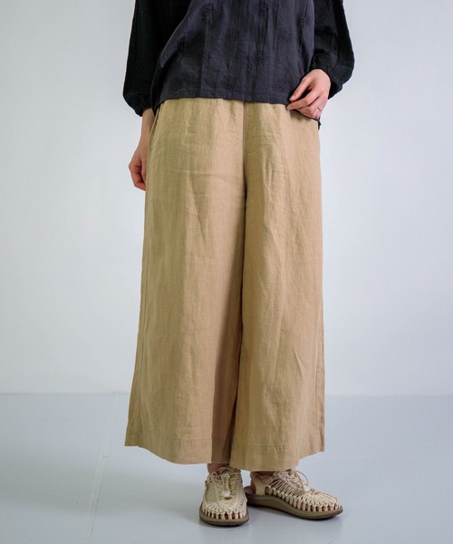 セール】[D.M.G / ディーエムジー] 25リネンキャンバス ガウチョパンツ