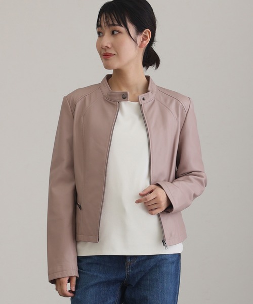 セール】ラムレザージャケット（ノーカラージャケット）｜ElegChic