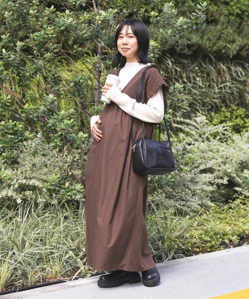 セール】【産前・産後対応】マタニティ／シャーリングワンピースAW