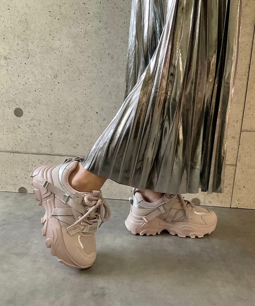 軽量/260g/厚底/5cm/カップインソール】厚底スニーカー ALL BLACK