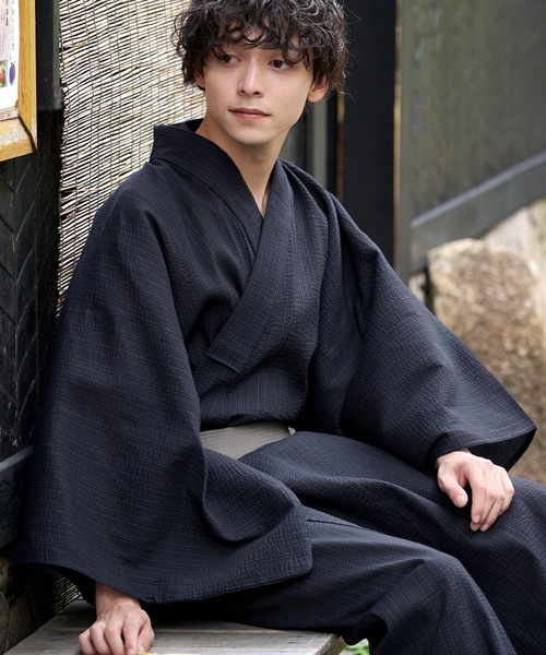 縞しじら織り浴衣 3点セット【浴衣＋帯＋下駄】（浴衣）｜MONO-MART