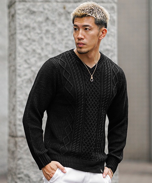 セール】【SOMEDIFF】選べる3柄デザイン7GGニット クルーネック V