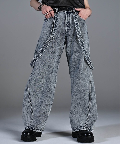 vintage make curved leg 3D suspender denim / ヴィンテージメイク