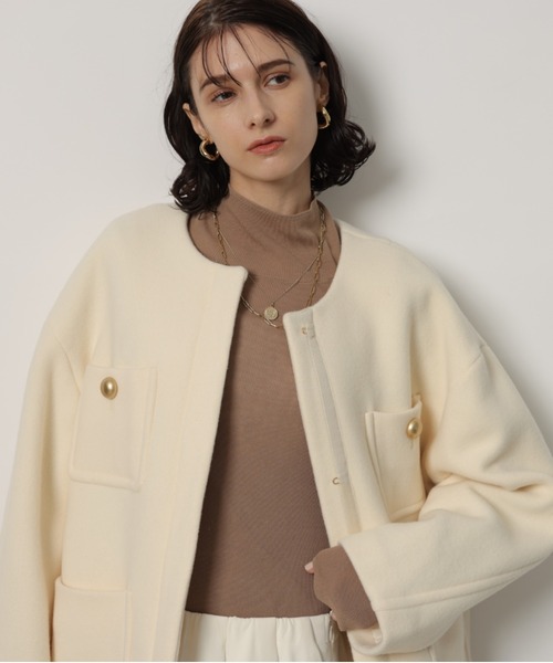 CADUNE（カデュネ）の「ノーカラーポケットコート（ダウンジャケット