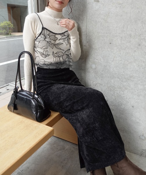 セール】チュール花柄刺繍ビスチェ【セットアップ可能】（キャミソール