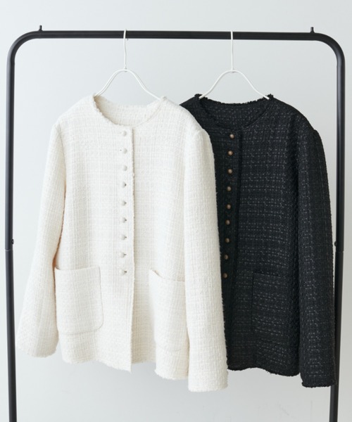 PUAL CE CIN（ピュアルセシン）の「ツイードノーカラージャケット