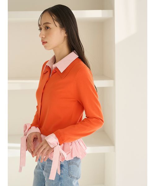 シャツドッキングヘムボリュームニットプルオーバー（ニット/セーター