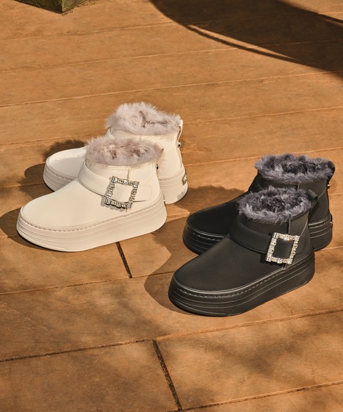 セール】【軽量】厚底エコファーブーツ（ブーツ）｜+diana（プラス