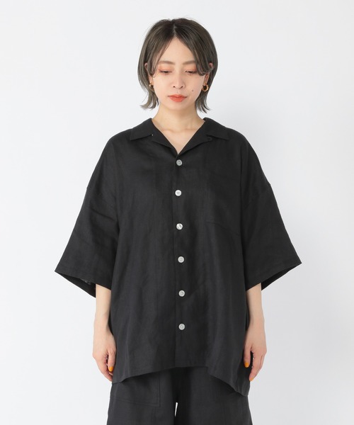 セール】[ユニセックス/WEB限定]リネンオープンカラーシャツ（シャツ