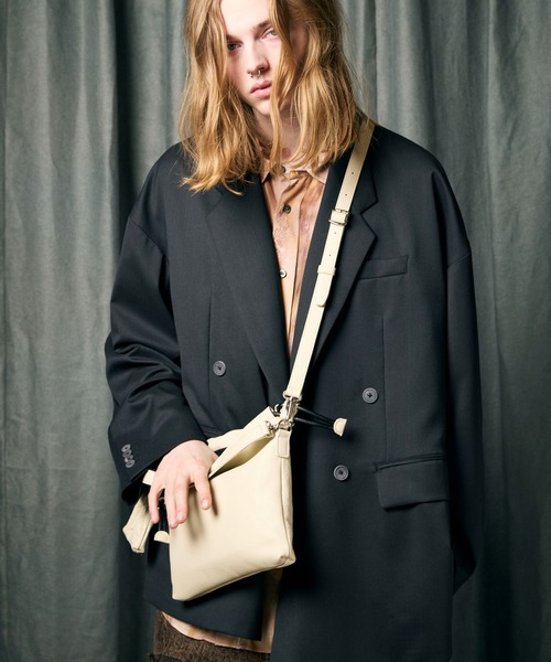 UNISEX》2WAY Drawstring Leather Shoulder Bag With Drawstring Charm