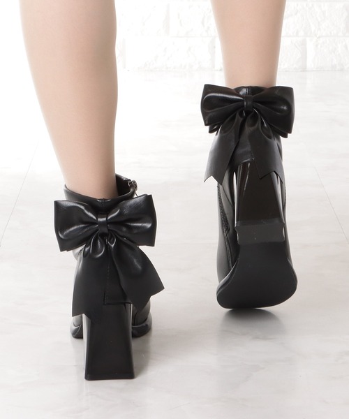セール】バックリボンチャンキーショートブーツ（ブーツ）｜Lace