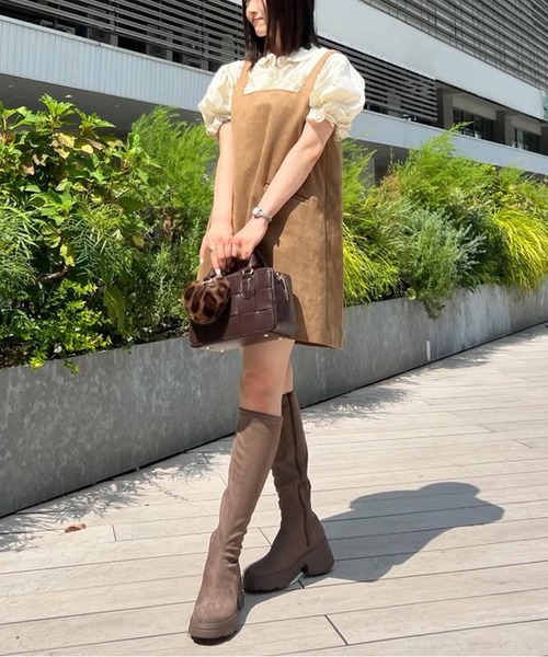 軽量】厚底ストレッチロングブーツ（ブーツ）｜+diana（プラスダイアナ