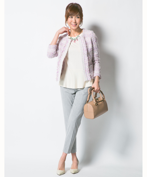 自由区（ジユウク）の「('15春)YONETOMIツイード ノーカラージャケット