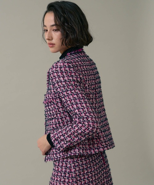 ANAYI（アナイ）の「ラメモールツイードクルー ジャケット（ノーカラー