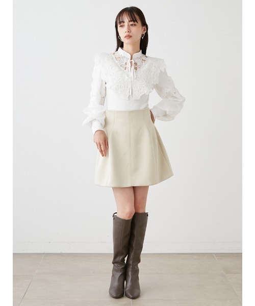 SNIDEL（スナイデル）の「レースカラーニットプルオーバー（ニット