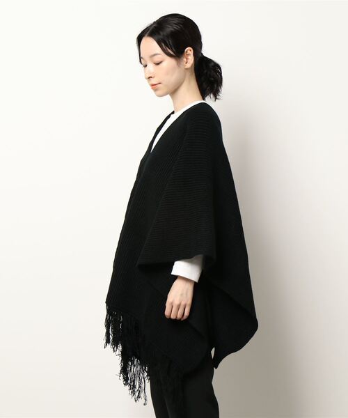 gomme 黒 ポンチョ ウール混合 gomme】ゴム 公式オンラインショップ