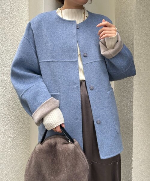 セール】【2WAY/ふんわり上質】リバーシブルコクーンジャケット（ノー