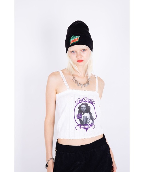 HYSTERIC GLAMOURフリルキャミソール ブラック/レッド HYSTERIC