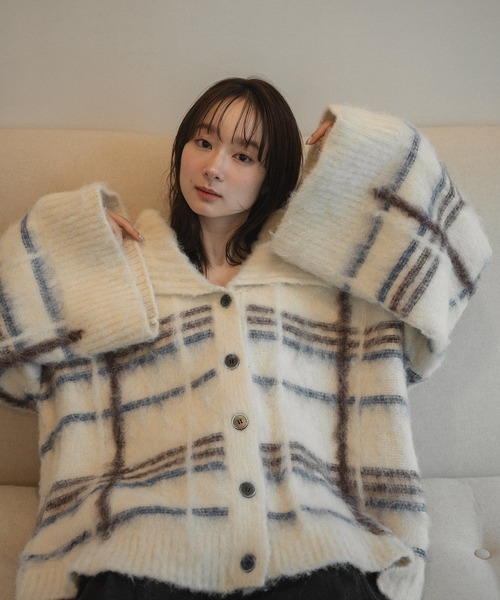 mideal（マイディール）の「plaid pattern cardigan / チェック