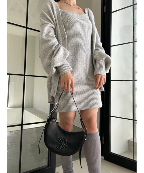 SNIDEL（スナイデル）の「ビッグカーデ&ミニニットワンピースセット