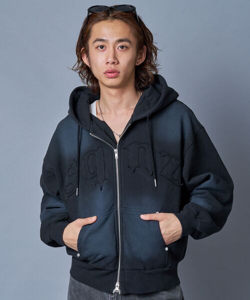 新色追加【sqnz（エスキュンズ）】sqnz washed wappen zip p/k