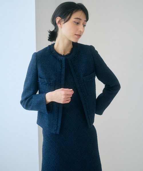 ANAYI（アナイ）の「ミックスツィードノーカラー ジャケット（ノー